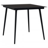 vidaXL Fekete acél és üveg kerti étkezőasztal 80 x 80 x 74 cm