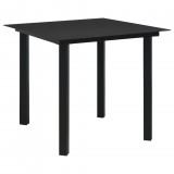 vidaXL Fekete acél és üveg kerti étkezőasztal 80 x 80 x 74 cm