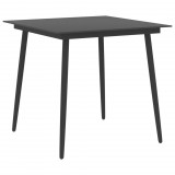 vidaXL Fekete acél és üveg kerti étkezőasztal 80 x 80 x 74 cm