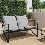 vidaXL Fekete acél kerti pad párnákkal 120 cm