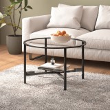 vidaXL Fekete-átlátszó edzett üveg dohányzóasztal 70 cm