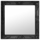 vidaXL Fekete barokk stílusú fali tükör 60 x 60 cm