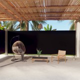 vidaXL Fekete behúzható oldalsó napellenző 220 x 1000 cm