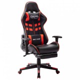 vidaXL Fekete és piros műbőr gamer szék lábtámasszal