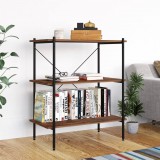 vidaXL Fekete és sötét faszínű 3 szintes polcrendszer 80x40x92 cm