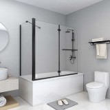 vidaXL fekete ESG zuhanykabin összecsukható ajtóval 120x68x130 cm