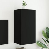 vidaXL Fekete falra szerelhető TV-szekrény LED-del 40,5 x 35 x 80 cm
