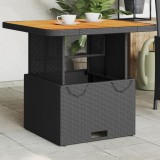 vidaXL Fekete polyrattan és akácfa kerti asztal 80 x 80 x 71 cm