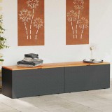 vidaXL Fekete polyrattan és akácfa kerti tárolóláda 220 x 50 x 54 cm
