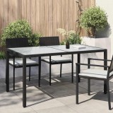 vidaXL Fekete polyrattan és edzett üveg kerti asztal 150 x 90 x 75 cm