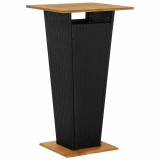 vidaXL Fekete polyrattan és tömör akácfa bárasztal 60 x 60 x 110 cm