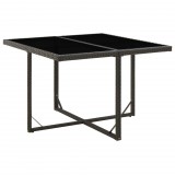 vidaXL Fekete polyrattan és üveg kerti asztal 109 x 107 x 74 cm
