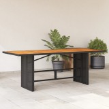 vidaXL Fekete polyrattan kerti asztal akácfa lappal 190 x 80 x 75 cm