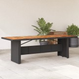 vidaXL Fekete polyrattan kerti asztal akácfa lappal 240 x 90 x 75 cm