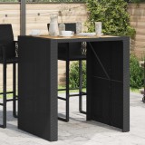 vidaXL Fekete polyrattan kerti bárasztal akácfa lappal 105x80x110 cm