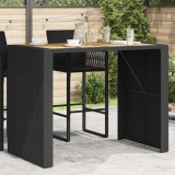 vidaXL Fekete polyrattan kerti bárasztal akácfa lappal 145x80x110 cm