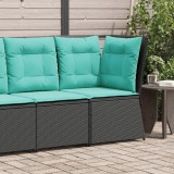 vidaXL Fekete polyrattan kerti sarokkanapé párnákkal