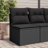 vidaXL Fekete polyrattan kerti szék karfa nélkül párnákkal