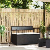 vidaXL Fekete polyrattan kerti tároló pad párnával