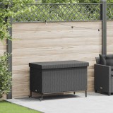 vidaXL Fekete polyrattan kerti tárolóláda kerekekkel 110x55x73 cm