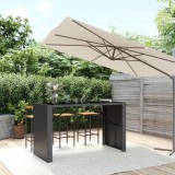 vidaXL Fekete polyrattan üveglapos bárasztal 185 x 80 x 110 cm