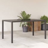 vidaXL Fekete polyrattan üveglapos kerti asztal 150 x 90 x 75 cm