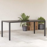 vidaXL Fekete polyrattan üveglapos kerti asztal 190 x 90 x 75 cm