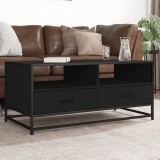 vidaXL Fekete szerelt fa és fém dohányzóasztal 100 x 50 x 45 cm