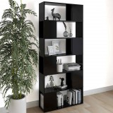 vidaXL Fekete szerelt fa térelválasztó könyvszekrény 80 x 24 x 186 cm