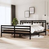 vidaXL Fekete tömör fa ágykeret 200 x 200 cm