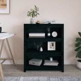 vidaXL Fekete tömör fenyőfa könyvszekrény 80x35x97 cm