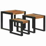 vidaXL Fészekasztal 3 db Barna és fekete 50 x 40 x 45 cm
