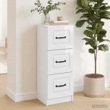 vidaXL Fiókos szekrény Magasfényű Fehér 33 x 34,5 x 87 cm Szerelt Fa