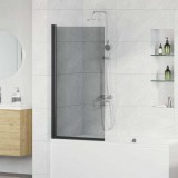 vidaXL Fürdő Zuhany Képernyő Fekete 68 x 130 cm Edzett üveg