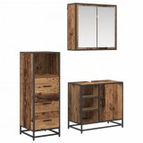 vidaXL Fürdőszoba bútor szett 3 db Öreg fa 65 x 33 x 60 cm Szerelt Fa