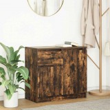 vidaXL füstölt tölgy szerelt fa tálalószekrény fiókos 71x35x65 cm