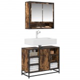 vidaXL Füstös tölgy szerelt fa fürdőszobai mosdószekrény 80x33x60 cm