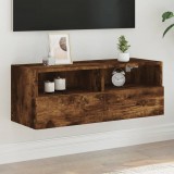 vidaXL Füstös tölgy színű szerelt fa fali TV-szekrény 80 x 30 x 30 cm