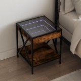 vidaXL Füstös tölgy végtelen hatású LED-es éjjeliszekrény 40x40x49 cm