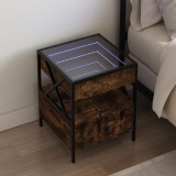vidaXL Füstös tölgy végtelen hatású LED-es éjjeliszekrény 40x40x51 cm