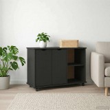 vidaXL Görgős szekrény Fekete 100 x 39 x 65,5 cm Tömör fenyőfa