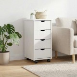 vidaXL Görgős szekrény kerékkel Fehér 34 x 39 x 65,5 cm Tömör fenyőfa