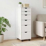 vidaXL Görgős szekrény kerékkel Fehér 34 x 39 x 93,5 cm Tömör fenyőfa