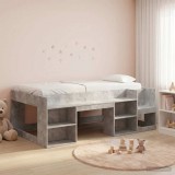 vidaXL Gyerekágy keret tárolóval Betonszürke 98.5 x 200 cm Szerelt Fa