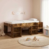 vidaXL Gyerekágy keret tárolóval Füstös Tölgy 90 x 200 cm Szerelt Fa
