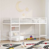 vidaXL Gyerekek Loft Ágykerete Fehér 90 x 200 cm
