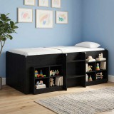 vidaXL Gyerekek Magas Ágykeret 2 pcs Fekete Tölgy 193 x 96,1 x 68,5 cm