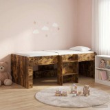 vidaXL Gyerekek Magas Ágykeret 2 pcs Füstös Tölgy 90 x 190 cm
