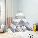 vidaXL Gyermek sátor Szürke és Fehér 120 x 120 x 150 cm Tömör fenyőfa