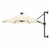 vidaXL Homokszínű fali napernyő led-ekkel és fémrúddal 300 cm